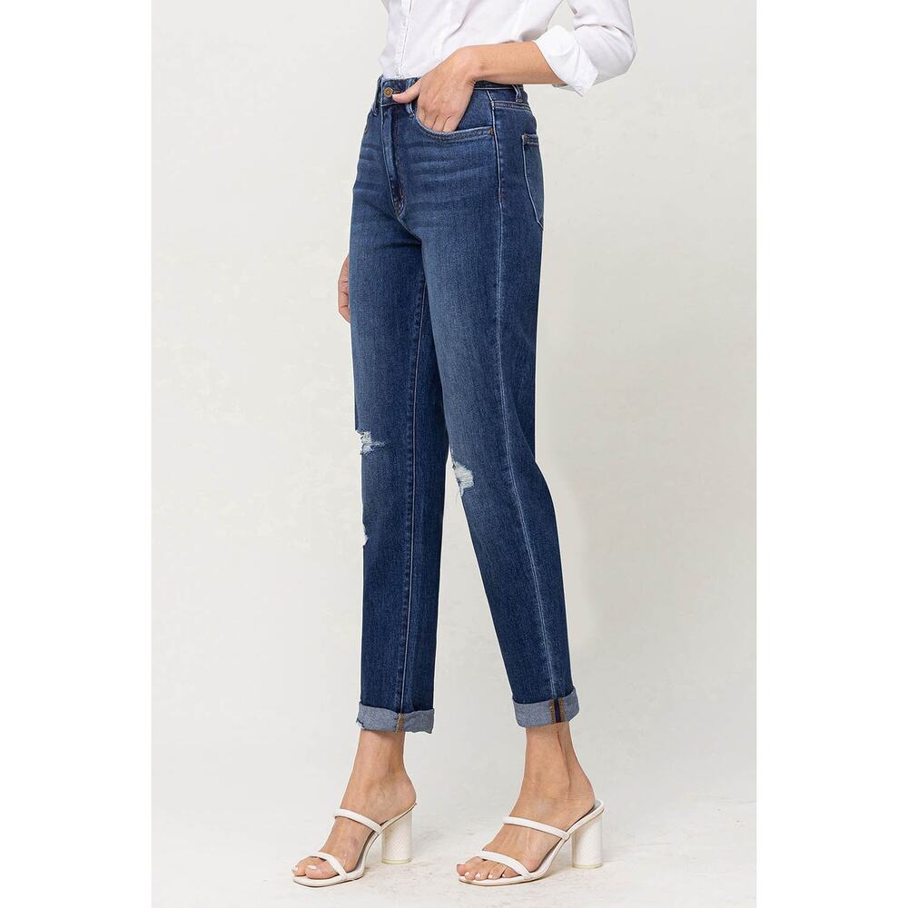 Flying Monkey Super High Rise Distressed Cuffed Mom Jeans - Y3986 - Size 29 - Picture 7 of 9